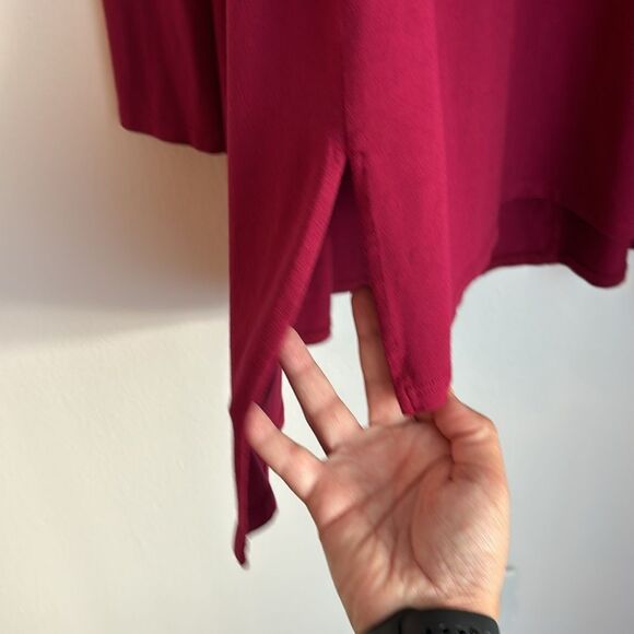 Eileen Fisher women Crew neck tunic long sleeve red maroon deep red size Med EUC - Picture 4 of 9